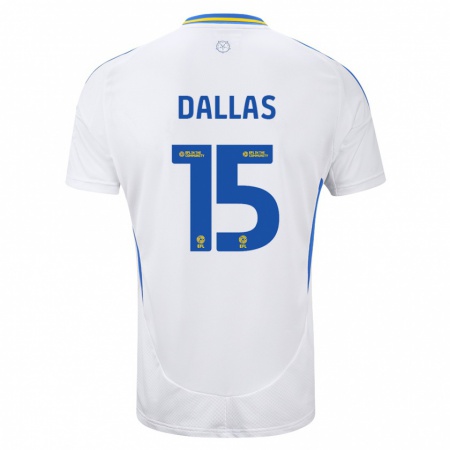 Kandiny Hombre Camiseta Stuart Dallas #15 Blanco Azul 1ª Equipación 2024/25 La Camisa Chile