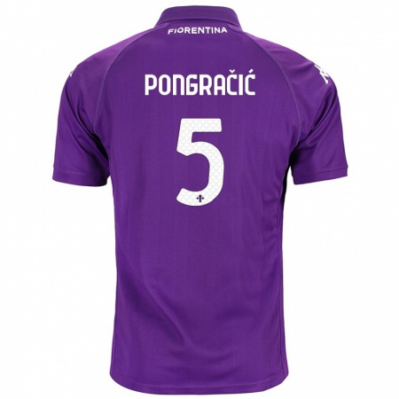 Kandiny Hombre Camiseta Marin Pongračić #5 Morado 1ª Equipación 2024/25 La Camisa Chile