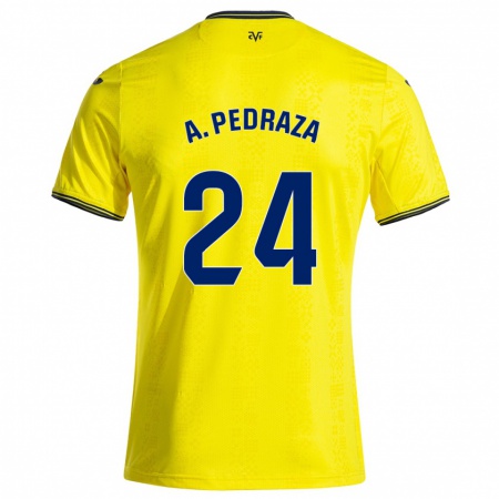 Kandiny Hombre Camiseta Alfonso Pedraza #24 Amarillo Negro 1ª Equipación 2024/25 La Camisa Chile