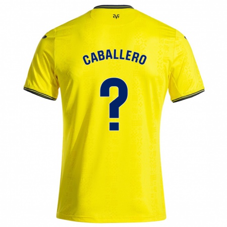 Kandiny Hombre Camiseta Jesús Caballero #0 Amarillo Negro 1ª Equipación 2024/25 La Camisa Chile