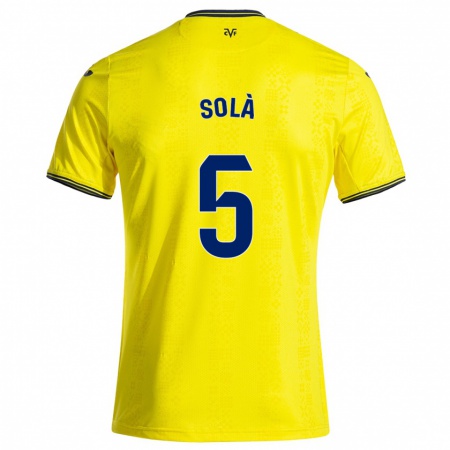 Kandiny Hombre Camiseta Arnau Solà #5 Amarillo Negro 1ª Equipación 2024/25 La Camisa Chile