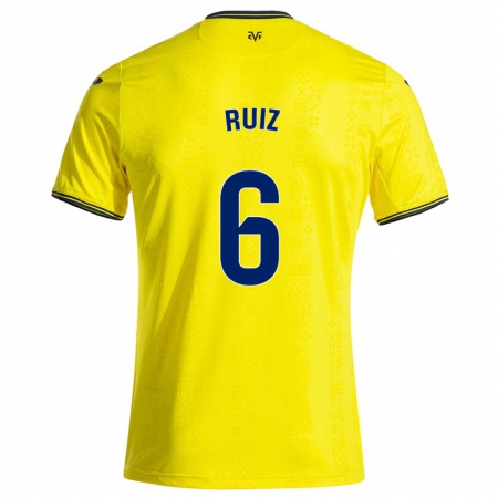 Kandiny Hombre Camiseta Joan Ruiz #6 Amarillo Negro 1ª Equipación 2024/25 La Camisa Chile