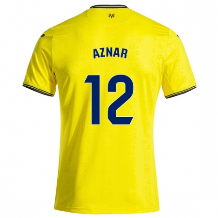 Kandiny Hombre Camiseta Javi Aznar #12 Amarillo Negro 1ª Equipación 2024/25 La Camisa Chile