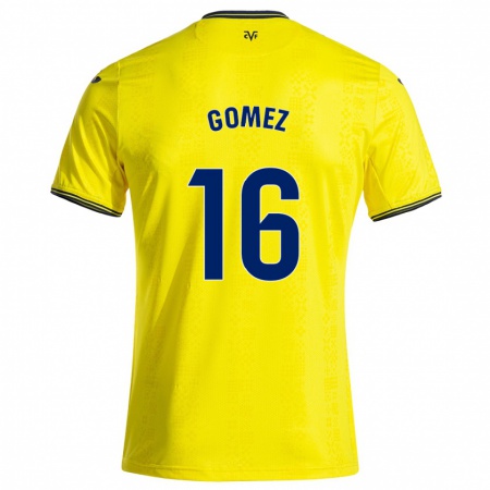 Kandiny Hombre Camiseta Queralt Gómez #16 Amarillo Negro 1ª Equipación 2024/25 La Camisa Chile