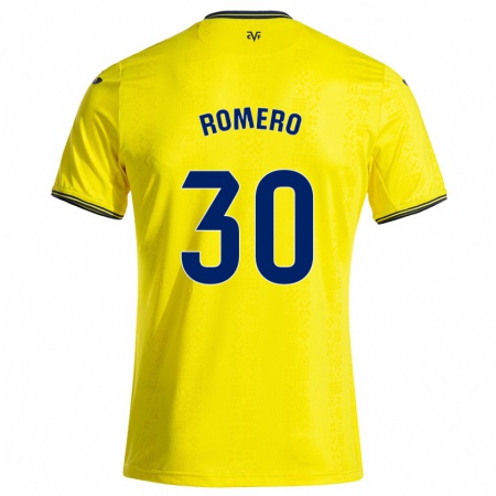 Kandiny Hombre Camiseta Lucía Romero #30 Amarillo Negro 1ª Equipación 2024/25 La Camisa Chile