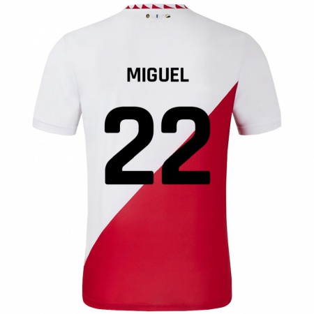 Kandiny Hombre Camiseta Miguel Rodríguez #22 Blanco Rojo 1ª Equipación 2024/25 La Camisa Chile