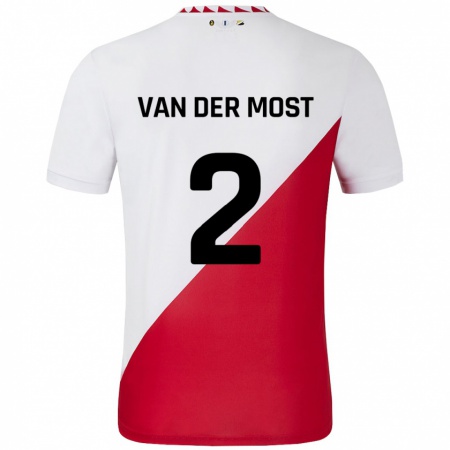 Kandiny Hombre Camiseta Liza Van Der Most #2 Blanco Rojo 1ª Equipación 2024/25 La Camisa Chile