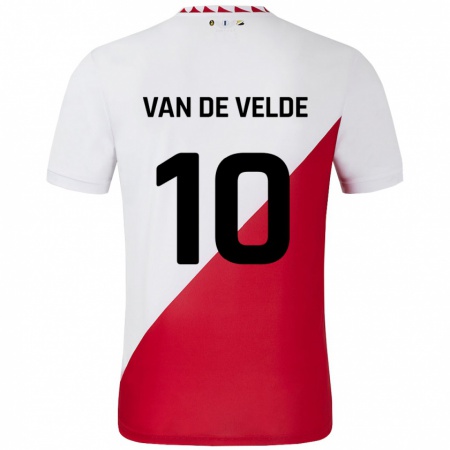 Kandiny Hombre Camiseta Senne Van De Velde #10 Blanco Rojo 1ª Equipación 2024/25 La Camisa Chile