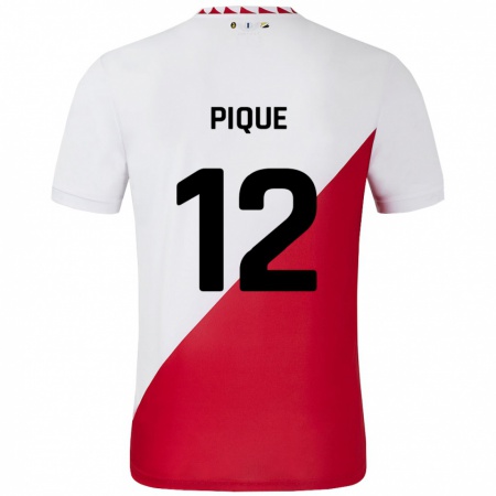 Kandiny Hombre Camiseta Naomi Piqué #12 Blanco Rojo 1ª Equipación 2024/25 La Camisa Chile