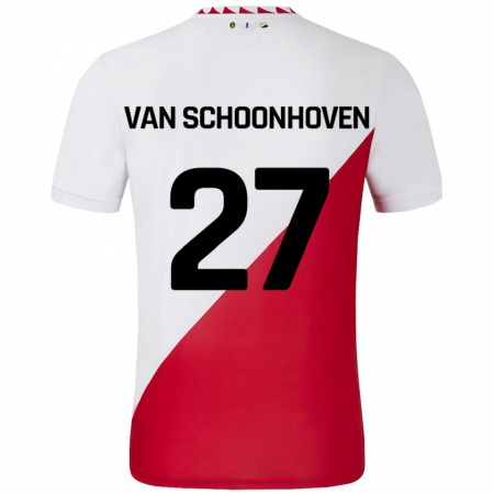 Kandiny Hombre Camiseta Nurija Van Schoonhoven #27 Blanco Rojo 1ª Equipación 2024/25 La Camisa Chile