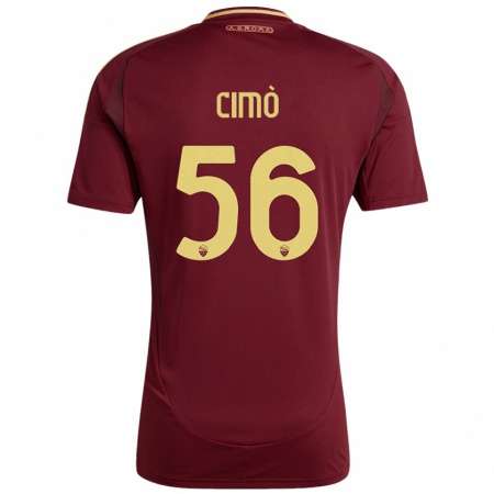 Kandiny Hombre Camiseta Giada Cimò #56 Rojo Marrón Dorado 1ª Equipación 2024/25 La Camisa Chile