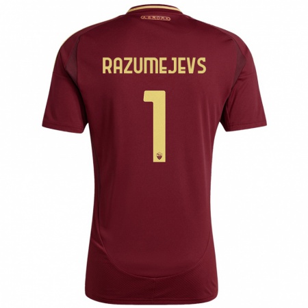 Kandiny Hombre Camiseta Vladislavs Razumejevs #1 Rojo Marrón Dorado 1ª Equipación 2024/25 La Camisa Chile