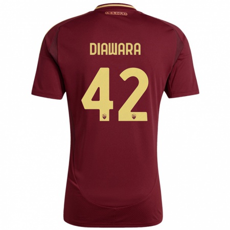 Kandiny Hombre Camiseta Amadou Diawara #42 Rojo Marrón Dorado 1ª Equipación 2024/25 La Camisa Chile