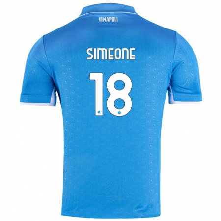 Kandiny Hombre Camiseta Giovanni Simeone #18 Azul Cielo 1ª Equipación 2024/25 La Camisa Chile