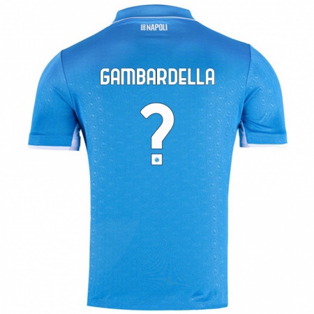 Kandiny Hombre Camiseta Vittorio Gambardella #0 Azul Cielo 1ª Equipación 2024/25 La Camisa Chile