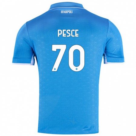 Kandiny Hombre Camiseta Antonio Pesce #70 Azul Cielo 1ª Equipación 2024/25 La Camisa Chile