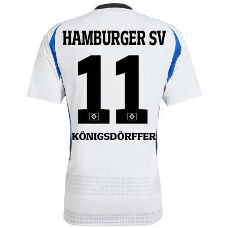 Kandiny Hombre Camiseta Ransford Königsdörffer #11 Blanco Azul 1ª Equipación 2024/25 La Camisa Chile