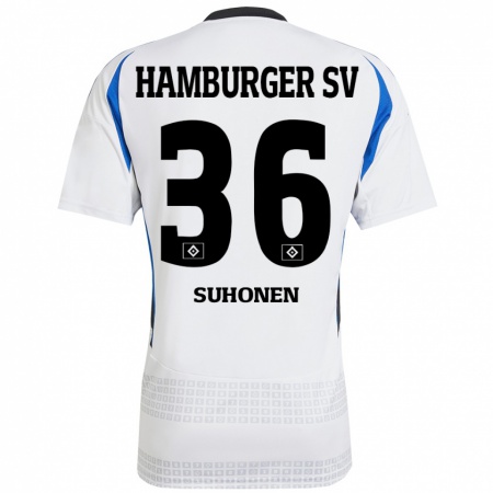 Kandiny Hombre Camiseta Anssi Suhonen #36 Blanco Azul 1ª Equipación 2024/25 La Camisa Chile