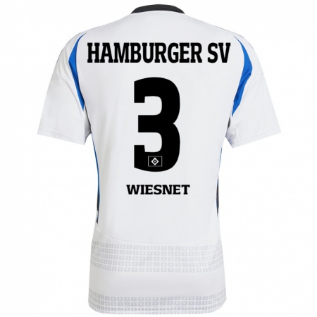 Kandiny Hombre Camiseta Melvin Wiesnet #3 Blanco Azul 1ª Equipación 2024/25 La Camisa Chile