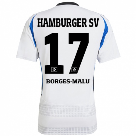 Kandiny Hombre Camiseta Louis Borges-Malu #17 Blanco Azul 1ª Equipación 2024/25 La Camisa Chile