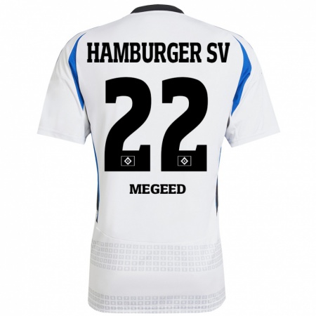 Kandiny Hombre Camiseta Omar Megeed #22 Blanco Azul 1ª Equipación 2024/25 La Camisa Chile