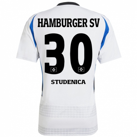 Kandiny Hombre Camiseta Aron Studenica #30 Blanco Azul 1ª Equipación 2024/25 La Camisa Chile