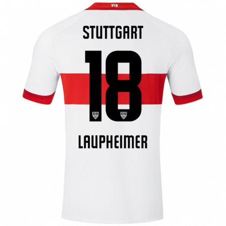 Kandiny Hombre Camiseta Lukas Laupheimer #18 Blanco Rojo 1ª Equipación 2024/25 La Camisa Chile