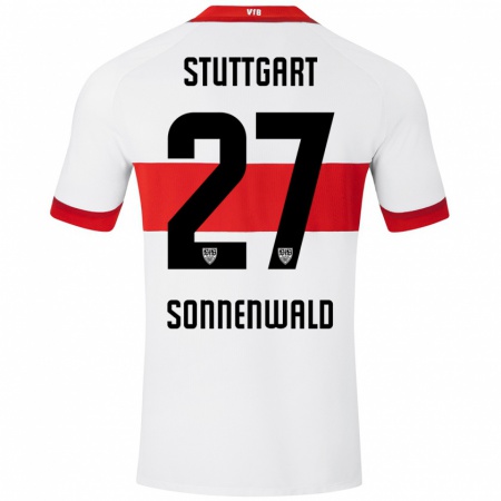 Kandiny Hombre Camiseta Lukas Sonnenwald #27 Blanco Rojo 1ª Equipación 2024/25 La Camisa Chile