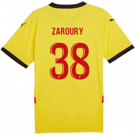 Kandiny Hombre Camiseta Anass Zaroury #38 Amarillo Rojo 1ª Equipación 2024/25 La Camisa Chile