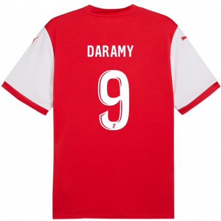 Kandiny Hombre Camiseta Mohamed Daramy #9 Rojo Blanco 1ª Equipación 2024/25 La Camisa Chile