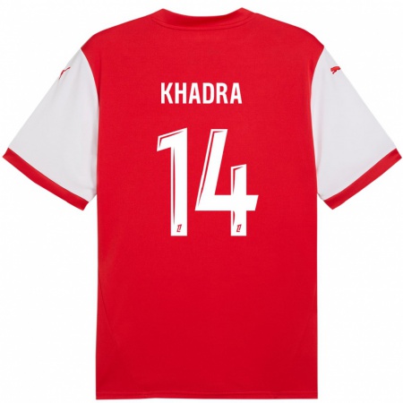 Kandiny Hombre Camiseta Reda Khadra #14 Rojo Blanco 1ª Equipación 2024/25 La Camisa Chile