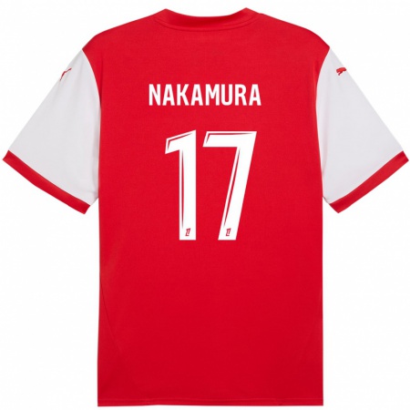 Kandiny Hombre Camiseta Keito Nakamura #17 Rojo Blanco 1ª Equipación 2024/25 La Camisa Chile