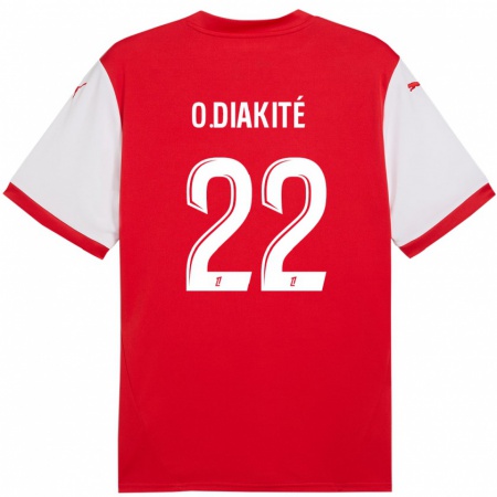 Kandiny Hombre Camiseta Oumar Diakité #22 Rojo Blanco 1ª Equipación 2024/25 La Camisa Chile