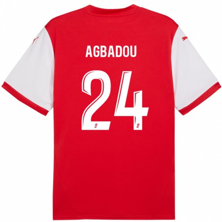 Kandiny Hombre Camiseta Emmanuel Agbadou #24 Rojo Blanco 1ª Equipación 2024/25 La Camisa Chile