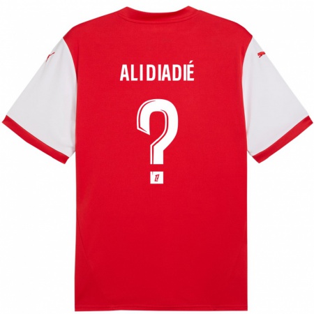 Kandiny Hombre Camiseta Mohamed Ali Diadié #0 Rojo Blanco 1ª Equipación 2024/25 La Camisa Chile