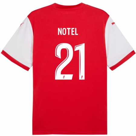 Kandiny Hombre Camiseta Léa Notel #21 Rojo Blanco 1ª Equipación 2024/25 La Camisa Chile