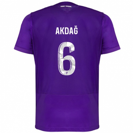 Kandiny Hombre Camiseta Ümit Akdağ #6 Morado Blanco 1ª Equipación 2024/25 La Camisa Chile