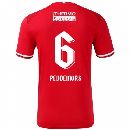 Kandiny Hombre Camiseta Ella Peddemors #6 Rojo Blanco 1ª Equipación 2024/25 La Camisa Chile