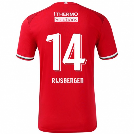 Kandiny Hombre Camiseta Liz Rijsbergen #14 Rojo Blanco 1ª Equipación 2024/25 La Camisa Chile