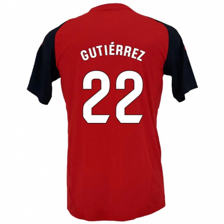 Kandiny Hombre Camiseta Juan Gutiérrez #22 Rojo Negro 1ª Equipación 2024/25 La Camisa Chile