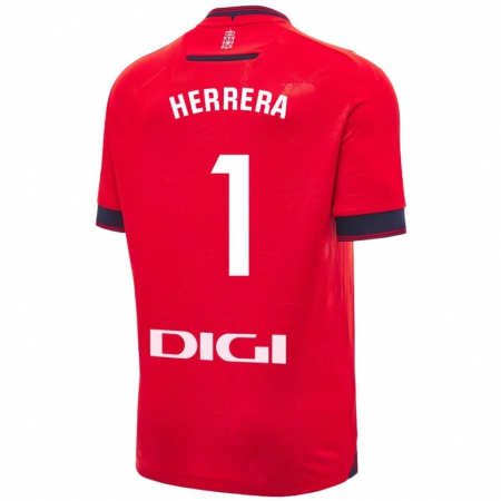 Kandiny Hombre Camiseta Sergio Herrera #1 Rojo Blanco 1ª Equipación 2024/25 La Camisa Chile