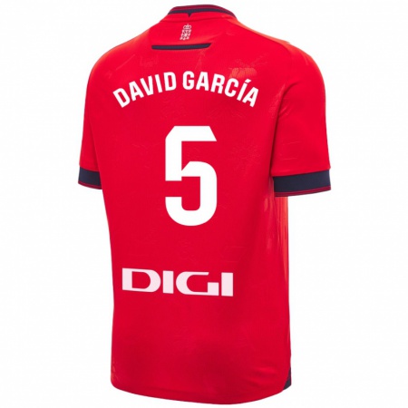 Kandiny Hombre Camiseta David García #5 Rojo Blanco 1ª Equipación 2024/25 La Camisa Chile