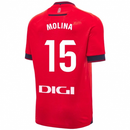 Kandiny Hombre Camiseta Guillem Molina #15 Rojo Blanco 1ª Equipación 2024/25 La Camisa Chile