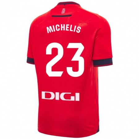 Kandiny Hombre Camiseta Nikolaos Michelis #23 Rojo Blanco 1ª Equipación 2024/25 La Camisa Chile