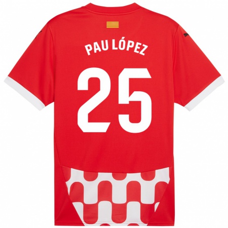 Kandiny Hombre Camiseta Pau López #25 Rojo Blanco 1ª Equipación 2024/25 La Camisa Chile