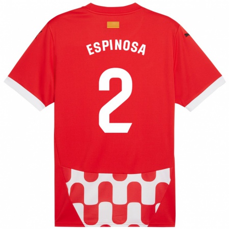 Kandiny Hombre Camiseta Bernardo Espinosa #2 Rojo Blanco 1ª Equipación 2024/25 La Camisa Chile