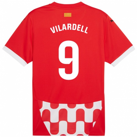 Kandiny Hombre Camiseta Júlia Vilardell #9 Rojo Blanco 1ª Equipación 2024/25 La Camisa Chile