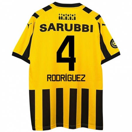 Kandiny Hombre Camiseta Guzmán Rodríguez #4 Amarillo Negro 1ª Equipación 2024/25 La Camisa Chile