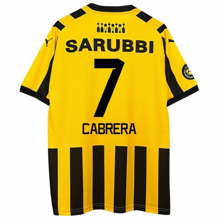 Kandiny Hombre Camiseta Javier Cabrera #7 Amarillo Negro 1ª Equipación 2024/25 La Camisa Chile