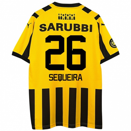 Kandiny Hombre Camiseta Leonardo Sequeira #26 Amarillo Negro 1ª Equipación 2024/25 La Camisa Chile